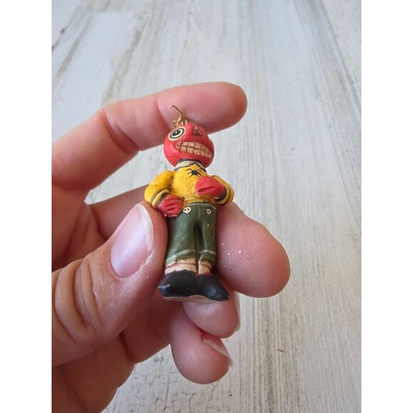 Dept 56 polliwoggs mini pumpkin Man ornament Halloween mini jack-o'-lantern shab - Picture 7 of 8